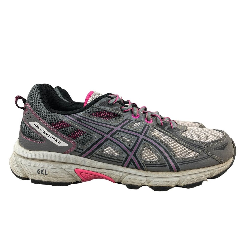 Asics Women's Size 8D Gel-Venture 6 Grey Lace-Up Trail Running Sneakers T7G7N